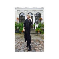 Czarny sweter damski, długi elegancki sweter kardigan, czarny asymetryczny sweter. Czarne kardigany damskie marki ekoszale. Za 170,10 zł.
