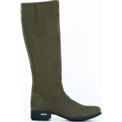 Kozaki - skóra naturalna - model 160 - kolor oliwka. Szare kozaki damskie Zapato, na co dzień, na zimę, z jeansu, eleganckie, przed kolano, na niskim obcasie, na płaskiej podeszwie, bez zapięcia. W wyprzedaży za 349,30 zł.