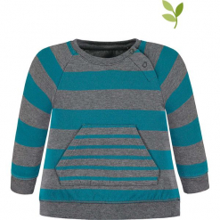 Bluza w kolorze niebiesko-szarym. Niebieskie bluzy niemowlęce bellybutton, w paski, z bawełny. W wyprzedaży za 47,95 zł.