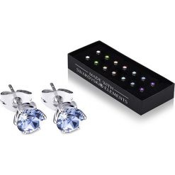 Kolczyki damskie: Pozłacane kolczyki (7 par) z kryształami Swarovski