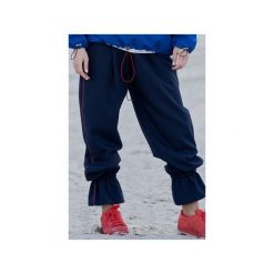 Dark blue flou joggers. Niebieskie spodnie damskie marki Rest_factory, s, z satyny. Za 229,90 zł.
