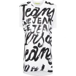 Versace Jeans T-shirt "Oversize". Bluzki damskie Versace Jeans, z nadrukiem, z jeansu, z okrągłym kołnierzem. Za 199,00 zł.