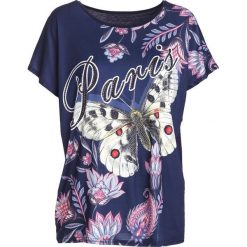 Granatowa Bluzka Door. Niebieskie bluzki damskie Multu, xl, bez wzorów, bez kołnierzyka, z krótkim rękawem. Za 29,99 zł.