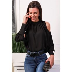 Damska bluzka FEYA BLACK. Czarne bluzki damskie Damska bluzka FEYA BLACK, s, bez wzorów, bez kołnierzyka, bez rękawów. W wyprzedaży za 79,00 zł.