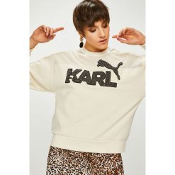 Puma - Bluza x Karl. Szare bluzy rozpinane damskie Puma, l, z aplikacjami, z dzianiny, bez kaptura. W wyprzedaży za 319,90 zł.