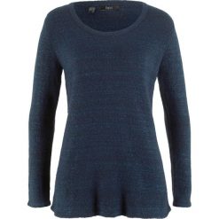 Sweter z długim rękawem bonprix ciemnoniebieski melanż. Niebieskie swetry damskie bonprix, bez wzorów, z długim rękawem, długie, bez kaptura. Za 74,99 zł.