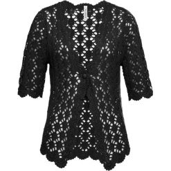 Sweter rozpinany szydełkowy bonprix czarny. Czarne kardigany damskie bonprix, na lato. Za 99,99 zł.