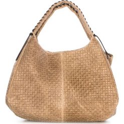 Torebki klasyczne damskie: Skórzana torebka w kolorze szarobrązowym – 43 x 38 x 20 cm