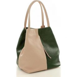 Torebki klasyczne damskie: Torebka skórzana italian bag MAZZINI CLARA – róż z zielenią