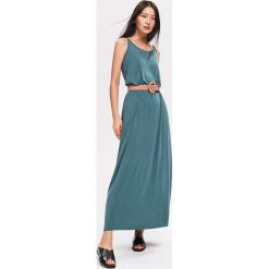 Długa sukienka - Khaki. Brązowe sukienki damskie Reserved, m, bez wzorów, bez kołnierzyka, z długim rękawem, długie, maxi. W wyprzedaży za 29,99 zł.