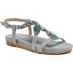 Sandały ALMA EN PENA - V20846 Suede Jeans. Niebieskie klapki damskie Alma en Pena, z aplikacjami, z jeansu, bez obcasa. Za 439,00 zł.