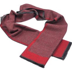 Szaro-czerwony szal męski I37. Szare szaliki męskie Modini Moda Męska, bez wzorów. W wyprzedaży za 49,51 zł.