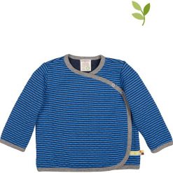 Kardigan w kolorze niebieskim. Niebieskie swetry chłopięce Loud + Proud, z bawełny, z okrągłym kołnierzem. W wyprzedaży za 77,95 zł.