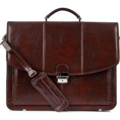 Polska skórzana teczka aktówka męska elegancka biznesowa brązowa G6 - Brązowy. Pomarańczowe aktówki męskie bez wzorów, ze skóry, eleganckie. Za 499,99 zł.