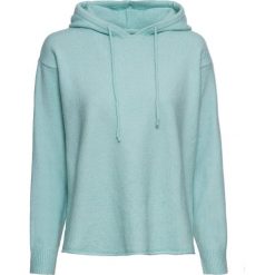 Sweter z kapturem bonprix morski pastelowy melanż. Niebieskie swetry damskie bonprix, bez wzorów, bez rękawów, z kapturem. Za 69,99 zł.