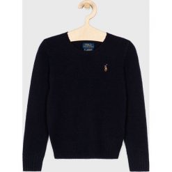Polo Ralph Lauren - Sweter dziecięcy 128-176 cm. Niebieskie swetry dziewczęce z wełny, z okrągłym kołnierzem. W wyprzedaży za 299,90 zł.