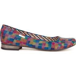 Kolorowe balerinki na obcasie - skóra naturalna - model 008 - kolor kwadraty. Szare baleriny damskie Zapato, bez wzorów, ze skóry, eleganckie, na niskim obcasie, na obcasie. W wyprzedaży za 173,40 zł.