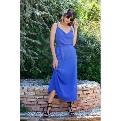 Sukienka w kolorze niebieskim. Niebieskie sukienki damskie Bambina Mia, l, bez wzorów, bez kołnierzyka, bez rękawów, maxi. W wyprzedaży za 139,95 zł.
