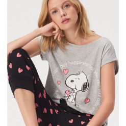Dwuczęściowa piżama Snoopy - Jasny szary. Szare piżamy damskie Sinsay, s, bez wzorów, bez rękawów. Za 59,99 zł.