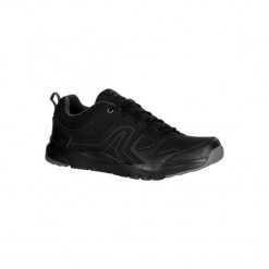 Buty męskie do szybkiego marszu HW 100 czarne. Czarne buty fitness męskie NEWFEEL, z gumy. Za 89,99 zł.