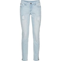 Dżinsy Skinny z zamkami bonprix jasnoniebieski "bleached". Niebieskie boyfriendy damskie bonprix, z jeansu. Za 99,99 zł.
