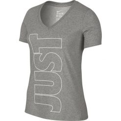 Topy sportowe damskie: Nike Koszulka Dri-FIT Just Do It V-Neck szara r. M (729765 063)