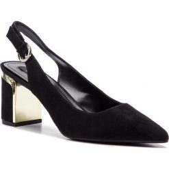 Sandały DKNY - Evie K4838220 Black. Czarne klapki damskie DKNY, bez wzorów, z zamszu, bez obcasa, na obcasie. Za 559,00 zł.
