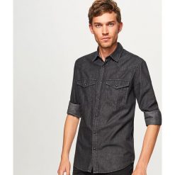 Koszule męskie jeansowe: Jeansowa koszula regular fit – Czarny