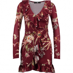 Sukienki: Missguided LARGE FLORAL WRAP TEA Sukienka z dżerseju burgundy