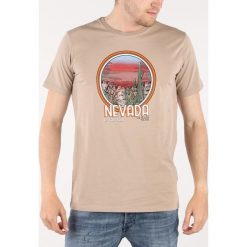 Trussardi Jeans Koszulka Beżowy. Brązowe podkoszulki męskie Trussardi Jeans, l, z nadrukiem, z bawełny, z krótkim rękawem. Za 292,95 zł.