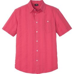 Koszula z kory, krótki rękaw bonprix malinowy. Czerwone koszule męskie bonprix, na lato, xl, bez wzorów, bez kołnierzyka, z krótkim rękawem. Za 32,99 zł.