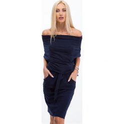 Sukienka Granatowa z wiązaniem 9978. Sukienki damskie Fasardi, s, bez wzorów, bez kołnierzyka, bez rękawów. Za 59,00 zł.