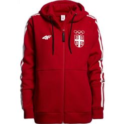 Bluzy męskie: Bluza damska Serbia Pyeongchang 2018 BLD700 – czerwony wiśniowy