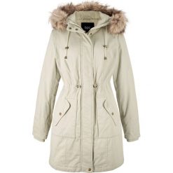 Parka bawełniana ze sztucznym futerkiem bonprix naturalny. Brązowe parki damskie bonprix, z bawełny. Za 124,99 zł.