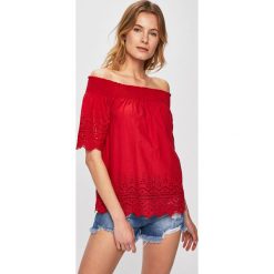 Only - Top. Niebieskie bluzki damskie ONLY, z haftami, z bawełny, bez kołnierzyka. W wyprzedaży za 89,90 zł.