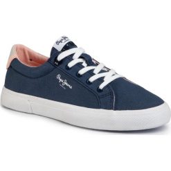 Tenisówki PEPE JEANS - Kenton Basic Woman PLS30990 Indigo 561. Niebieskie półbuty damskie Pepe Jeans, na co dzień, bez wzorów, z jeansu, bez obcasa, bez zapięcia. Za 209,00 zł.