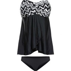 Tankini (2 części) bonprix czarny. Czarne stroje kąpielowe damskie bonprix, z nadrukiem. Za 109,99 zł.