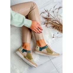 Zielone półbuty espadryle skórzane ażurowe sznurowane maciejka 03339-09/00-5. Zielone espadryle damskie Maciejka, bez wzorów, ze skóry, bez obcasa. W wyprzedaży za 219,99 zł.