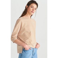 Koszulka w paski - Beżowy. Brązowe koszulki damskie marki Reserved, s, w paski, bez kołnierzyka. Za 49,99 zł.