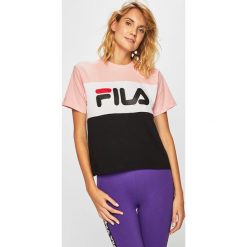 Fila - T-shirt. Czarne bluzki damskie Fila, s, z nadrukiem, z bawełny, casualowe, z okrągłym kołnierzem, z krótkim rękawem. Za 149,90 zł.
