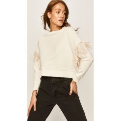 Answear - Bluza. Białe bluzy damskie ANSWEAR, l, z aplikacjami, z bawełny, bez rękawów, bez kaptura. W wyprzedaży za 99,90 zł.