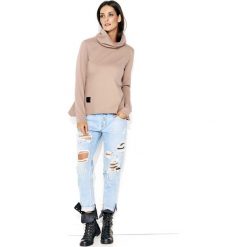 Cappuccino Oversizowa Bluza z Obszernym Golfem. Szare bluzki damskie marki Molly.pl, xl, bez wzorów, bez rękawów, bez kaptura. Za 118,90 zł.