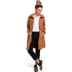 Kamelowa Długa Bluza na Suwak z Kapturem. Bluzki damskie Molly.pl. Za 189,90 zł.