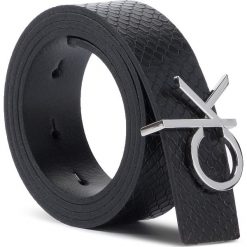 Pasek Damski CALVIN KLEIN - Ck Low Belt Rev Giftpack K60K606079 BDS. Czarne paski damskie Calvin Klein, w paski, ze skóry ekologicznej. Za 299,00 zł.