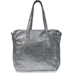 Torba shopper metallic bonprix szaro-srebrny kolor. Szare torby plażowe bonprix, ze skóry, duże, zdobione. Za 49,99 zł.