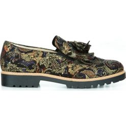 Półbuty - skóra naturalna - model 247 - kolor złota mozaika. Żółte półbuty damskie Zapato, bez wzorów, ze skóry, bez obcasa, bez zapięcia. W wyprzedaży za 173,40 zł.