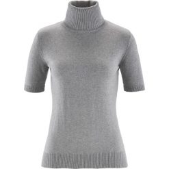 Golfy damskie: Sweter z golfem, z domieszką jedwabiu bonprix jasnoszary melanż