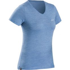 Koszulka trekkingowa -TREK 100 MERINO damska. Niebieskie koszulki damskie FORCLAZ, xs, bez wzorów, z wełny, bez kołnierzyka, bez rękawów. Za 69,99 zł.