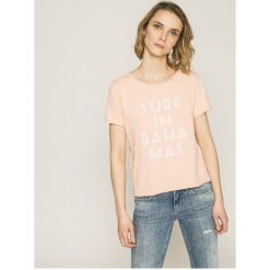 Roxy - Top. Pomarańczowe bluzki z odkrytymi ramionami marki Roxy, s, z nadrukiem, z bawełny, z okrągłym kołnierzem. W wyprzedaży za 79,90 zł.