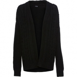 Sweter bez zapięcia, w warkocze bonprix czarny. Czarne swetry damskie bonprix, bez wzorów, z długim rękawem, długie, bez kaptura. Za 49,99 zł.
